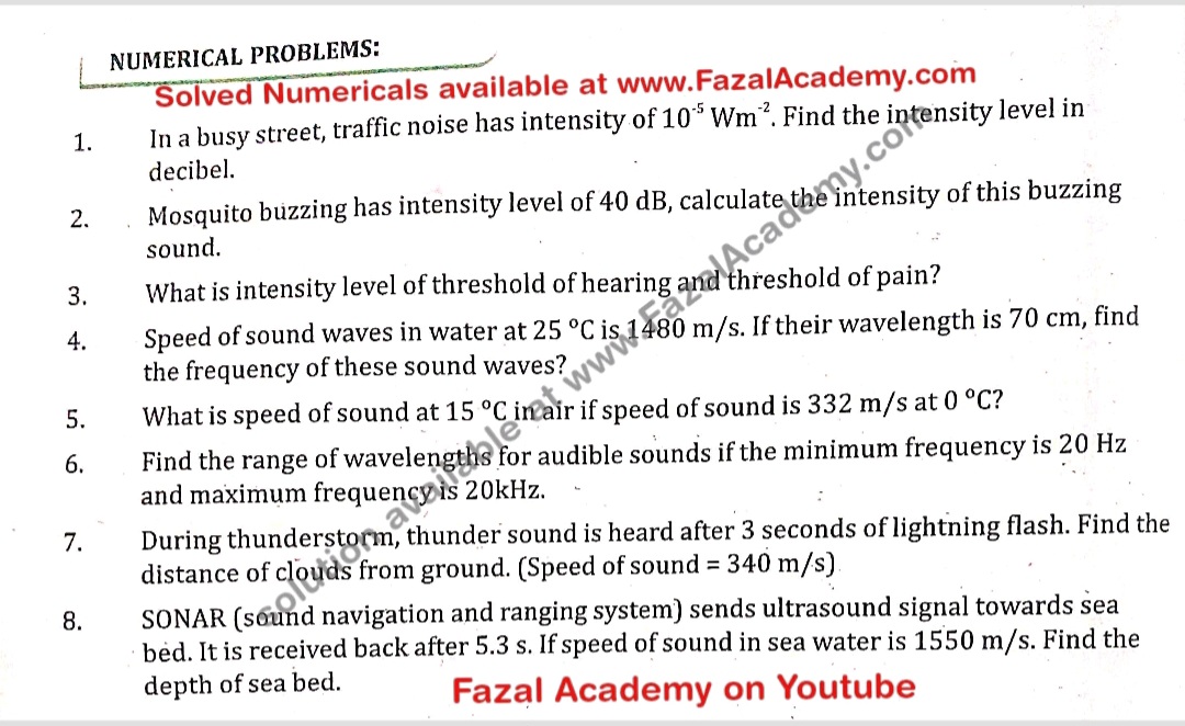 physics class 10 chapter 11 numericals national book foundation